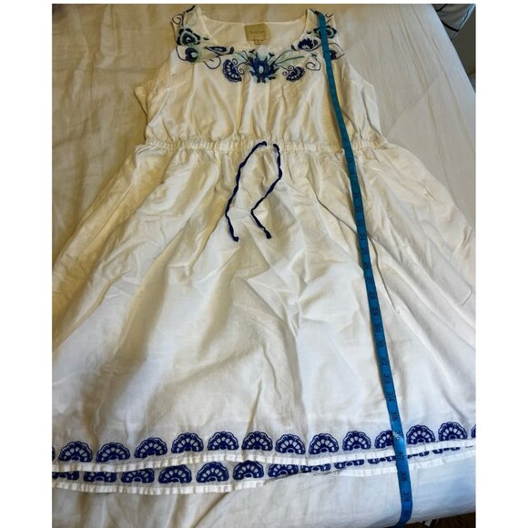 ModCloth White Dress with Blue Embroidery - 1X - Picture 7 of 12